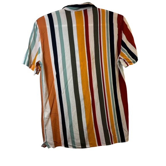 Zara Relaxed‎ Fit Striped Shirt Mens Short Sleeve Button Up Casual Multicolor - Picture 3 of 6